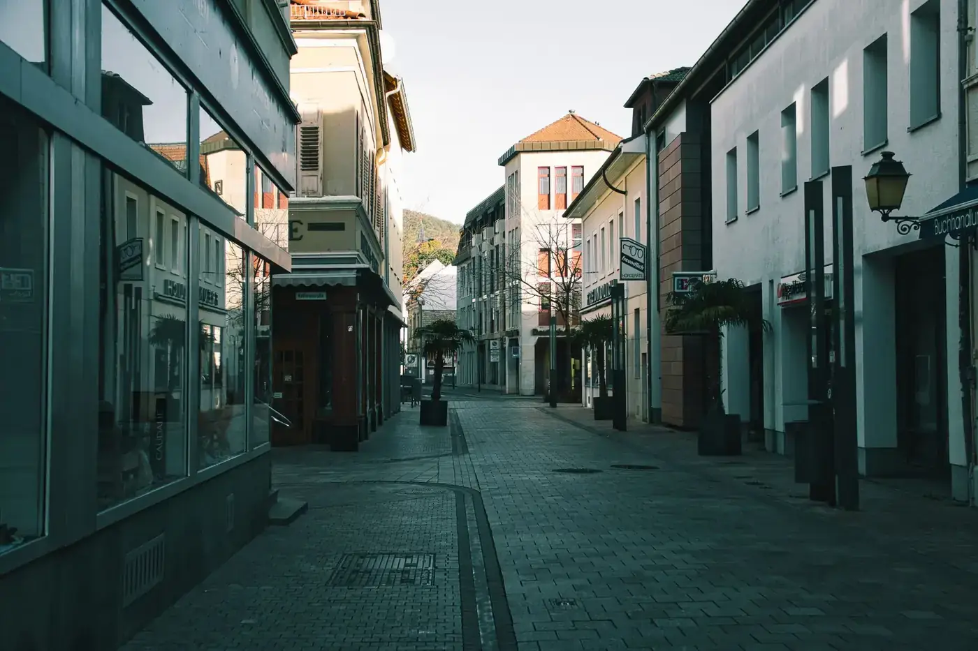 Quiet cobblestone street in Neustadt an der Weinstraße, capturing European urban charm.